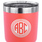 Round Monogram 30 oz Stainless Steel Ringneck Tumbler - Coral - CLOSE UP