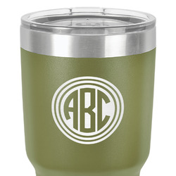 Round Monogram 30 oz Stainless Steel Tumbler - Olive - Double-Sided (Personalized)