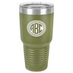 Round Monogram 30 oz Stainless Steel Tumbler - Olive - Single-Sided (Personalized)