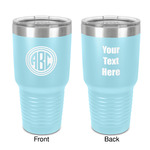 Round Monogram 30 oz Stainless Steel Tumbler - Teal - Double-Sided (Personalized)