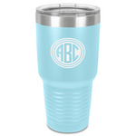 Round Monogram 30 oz Stainless Steel Tumbler - Teal - Single-Sided (Personalized)