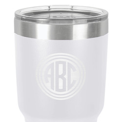 Round Monogram 30 oz Stainless Steel Tumbler - White - Single-Sided (Personalized)