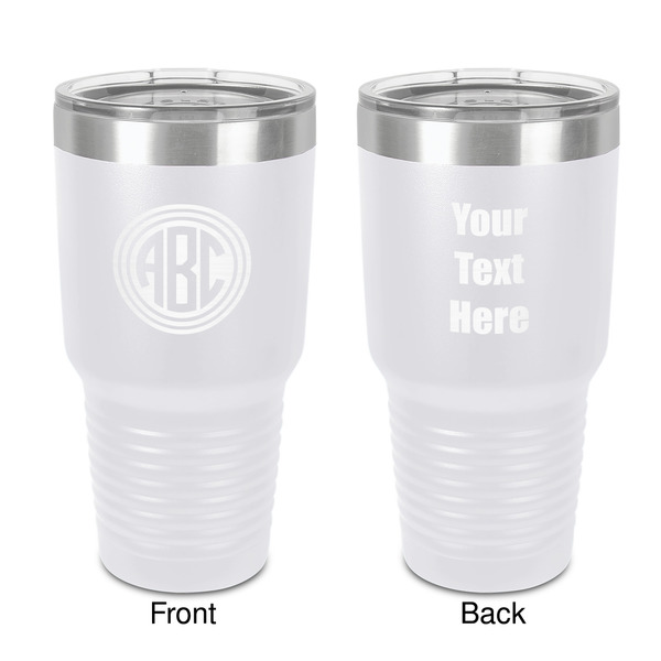 Custom Round Monogram 30 oz Stainless Steel Tumbler - White - Double-Sided (Personalized)