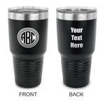 Round Monogram 30 oz Stainless Steel Tumbler - Black - Double-Sided (Personalized)