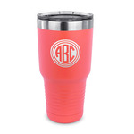 Round Monogram 30 oz Stainless Steel Tumbler - Coral - Single-Sided (Personalized)