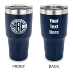 Round Monogram 30 oz Stainless Steel Tumbler - Navy - Double-Sided (Personalized)