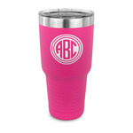 Round Monogram 30 oz Stainless Steel Tumbler - Pink - Single-Sided (Personalized)