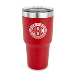 Round Monogram 30 oz Stainless Steel Tumbler - Red - Single-Sided (Personalized)