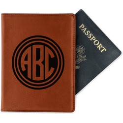 Round Monogram Passport Holder - Faux Leather - Double-Sided (Personalized)