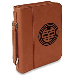 Round Monogram Leatherette Bible Cover with Handle & Zipper - Large - Single-Sided (Personalized)