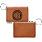 Round Monogram Cognac Leatherette Keychain ID Holders - Front Apvl