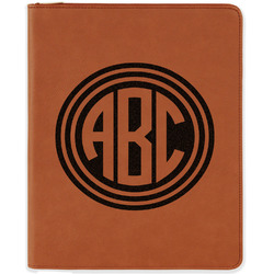 Round Monogram Leatherette Zipper Portfolio with Notepad - Double-Sided (Personalized)