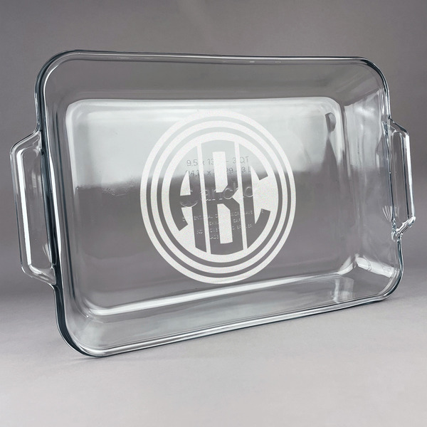 Custom Round Monogram Glass Baking Dish - 13in x 9in (Personalized)