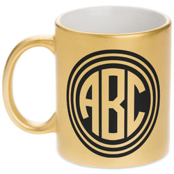 Round Monogram Initial Coffee Mug, Metal Insulated Coffee Mug