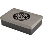 Round Monogram Gift Box w/ Engraved Leather Lid - Large (Personalized)