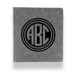 Round Monogram Leather Binder - 1" - Grey (Personalized)