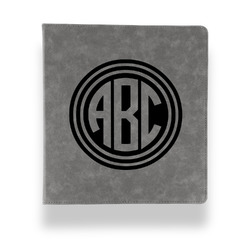 Round Monogram Leather Binder - 1" - Grey (Personalized)