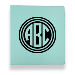 Round Monogram Leather Binder - 1" - Teal (Personalized)