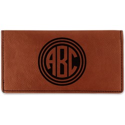 Round Monogram Leatherette Checkbook Holder - Double-Sided (Personalized)