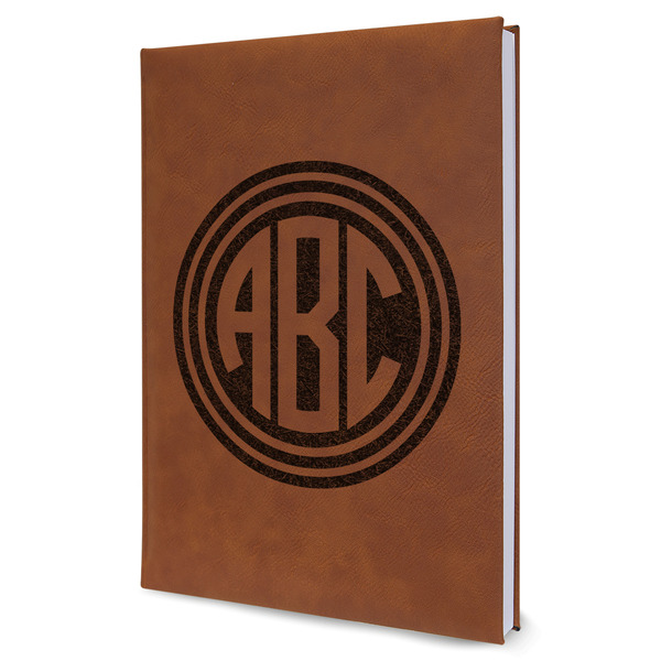 Custom Round Monogram Leather Sketchbook - Large - Single-Sided (Personalized)