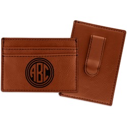 Round Monogram Leatherette Wallet with Money Clip (Personalized)