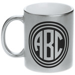 Round Monogram Metallic Silver Mug (Personalized)