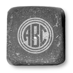 Round Monogram Whiskey Stone Set - Laser Engraved (Personalized)