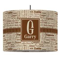 Coffee Lover 16" Drum Pendant Lamp - Fabric (Personalized)
