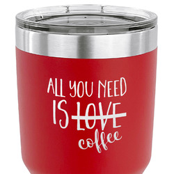Coffee Lover 30 oz Stainless Steel Tumbler - Red - Single Sided