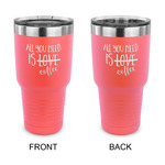 Coffee Lover 30 oz Stainless Steel Tumbler - Coral - Double Sided (Personalized)