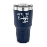 Coffee Lover 30 oz Stainless Steel Tumbler - Navy - Single Sided