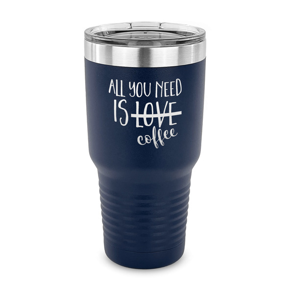 Custom Coffee Lover 30 oz Stainless Steel Tumbler - Navy - Single Sided