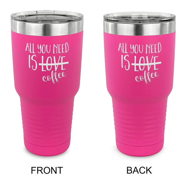 Custom Coffee Lover 30 oz Stainless Steel Tumbler - Pink - Double Sided (Personalized)