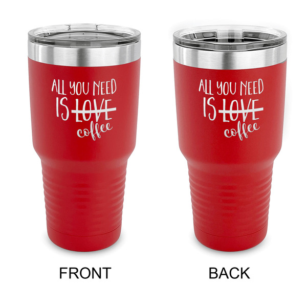 Custom Coffee Lover 30 oz Stainless Steel Tumbler - Red - Double Sided (Personalized)