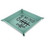 Coffee Lover Faux Leather Dice Tray - 9" x 9"  - Teal