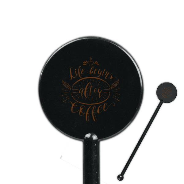 Custom Coffee Lover 5.5" Round Plastic Stir Sticks - Black - Single Sided