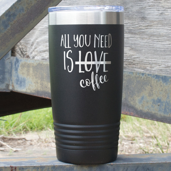 Custom Coffee Lover 20 oz Stainless Steel Tumbler - Black - Single Sided