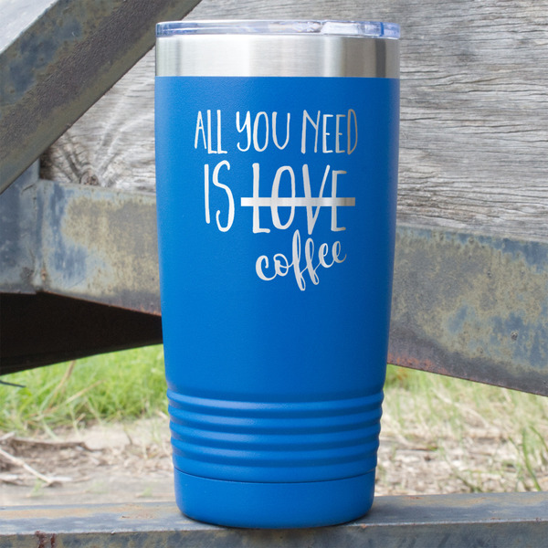 Custom Coffee Lover 20 oz Stainless Steel Tumbler - Royal Blue - Double Sided (Personalized)