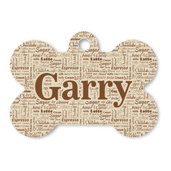 Coffee Lover Bone Shaped Dog ID Tag - Large (Personalized)