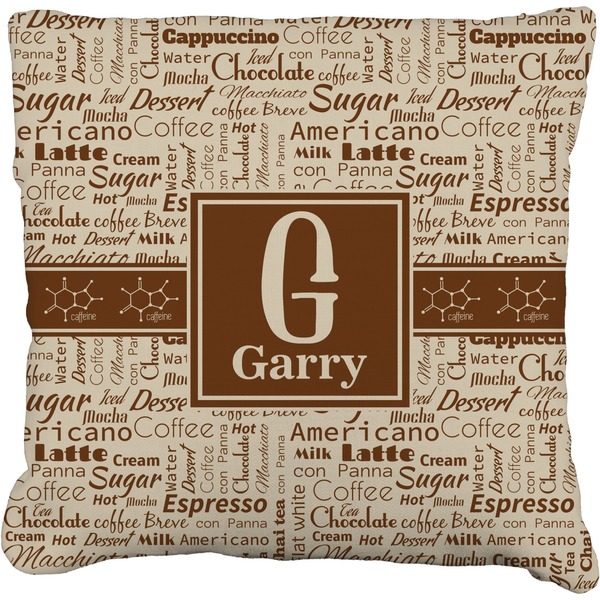 Custom Coffee Lover Faux-Linen Throw Pillow 20" (Personalized)