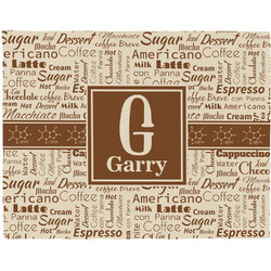 Coffee Lover Woven Fabric Placemat - Twill w/ Name and Initial