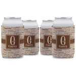 Coffee Lover Can Cooler (12 oz) - Set of 4 w/ Name and Initial