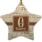 Coffee Lover Star Ceramic Ornament w/ Name and Initial