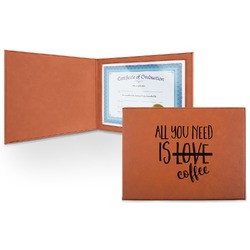 Coffee Lover Leatherette Certificate Holder - Front