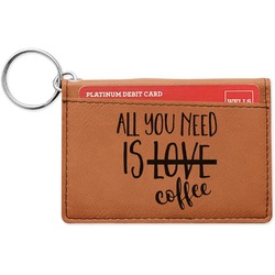 Coffee Lover Leatherette Keychain ID Holder - Single Sided