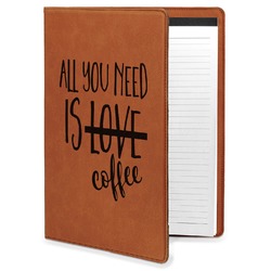 Coffee Lover Leatherette Portfolio with Notepad - Large - Single Sided