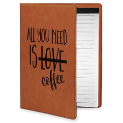 Coffee Lover Leatherette Portfolio with Notepad - Small - Double Sided
