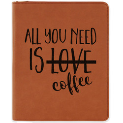 Coffee Lover Leatherette Zipper Portfolio with Notepad