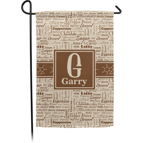 Custom Coffee Lover Small Garden Flag - Double Sided w/ Name and Initial