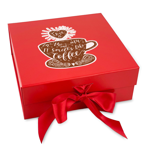 Custom Coffee Lover Gift Box with Magnetic Lid - Red